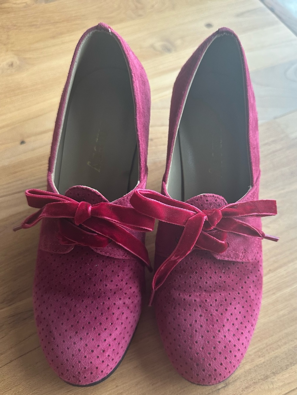 Women's Pink Suede Bow Detail Heels